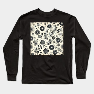 Black and Beige Floral Long Sleeve T-Shirt